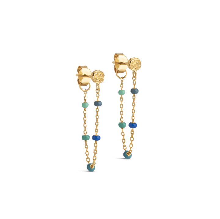 Enamel Lola Earrings - Atlantic in Gold plated Silver