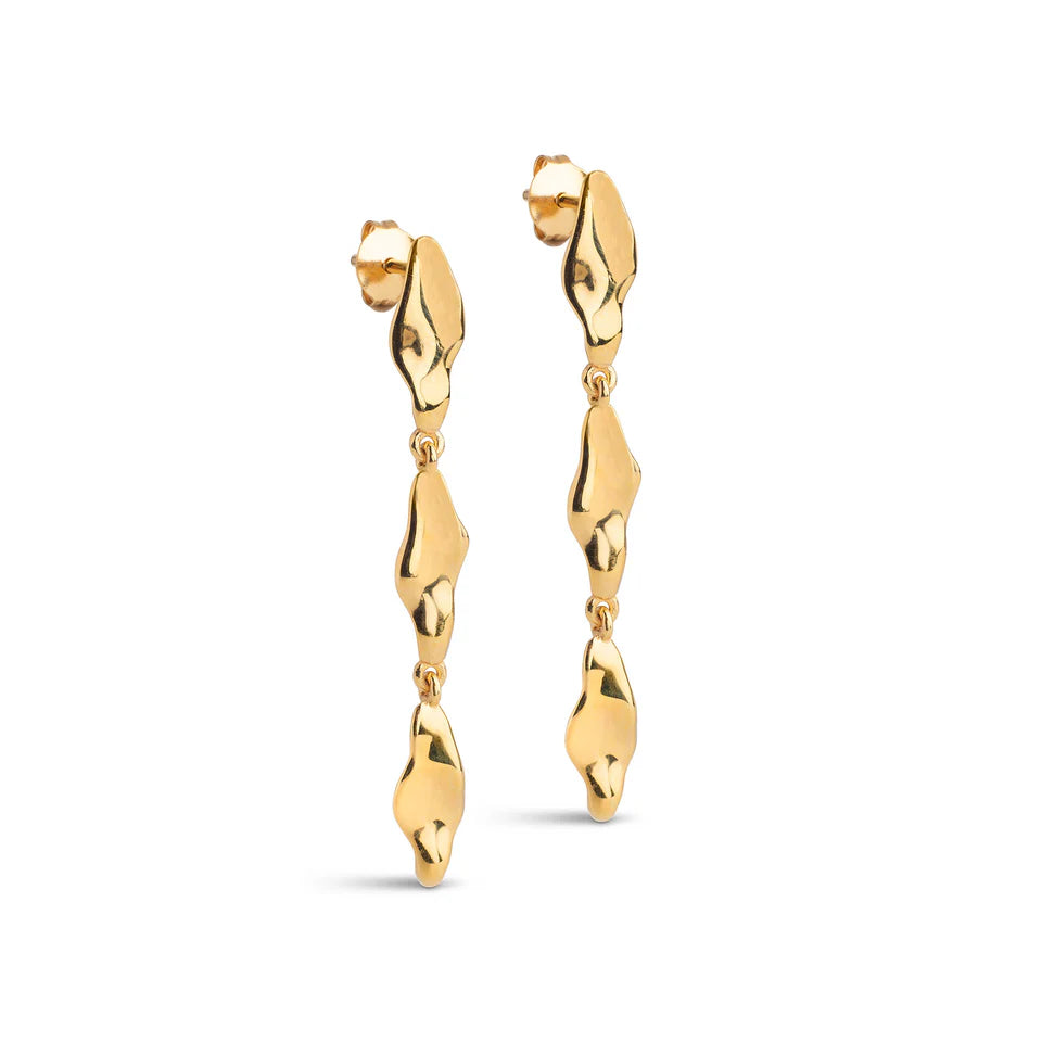 Enamel India medium earrings in gilded silver