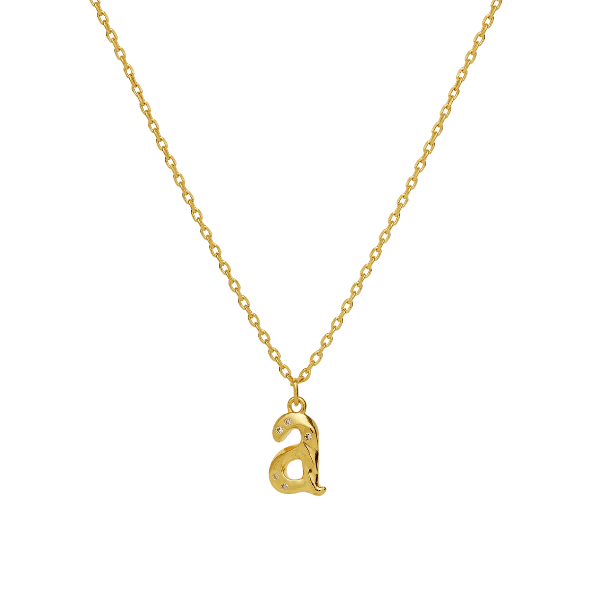 Maanesten Alphabet Letter Halskæde Forgyldt - Bogstavs Vedhæng A-Z - Halskæde - 2744A-001