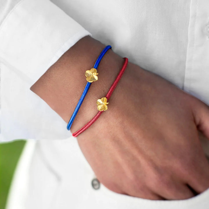 Flora Danica Vierklaver Zijden Armband Student Blauw 