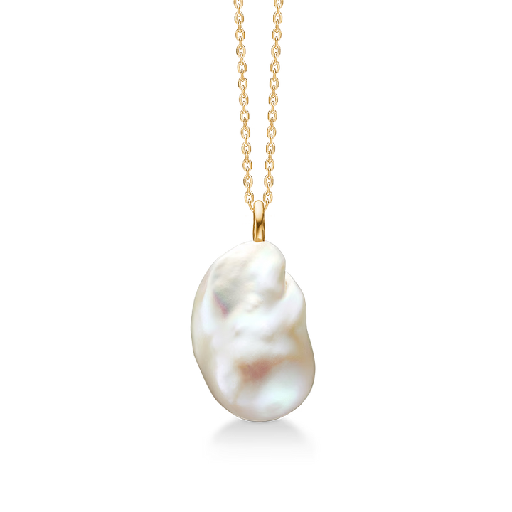 Baroque Pearl Necklace, elegant kæde i guld med stor uregelmæssig ferskvandsperle, Model1533803.
