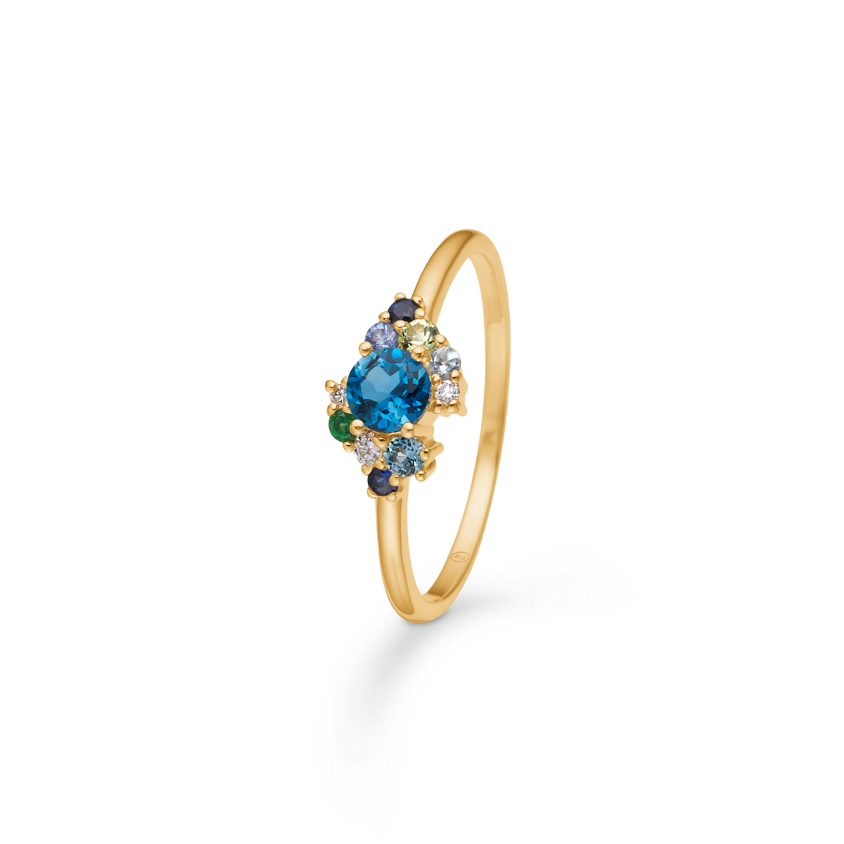 Mads Z Four Seasons Autumn Petite Ring met blauwe topaas in 14 kt. goud 