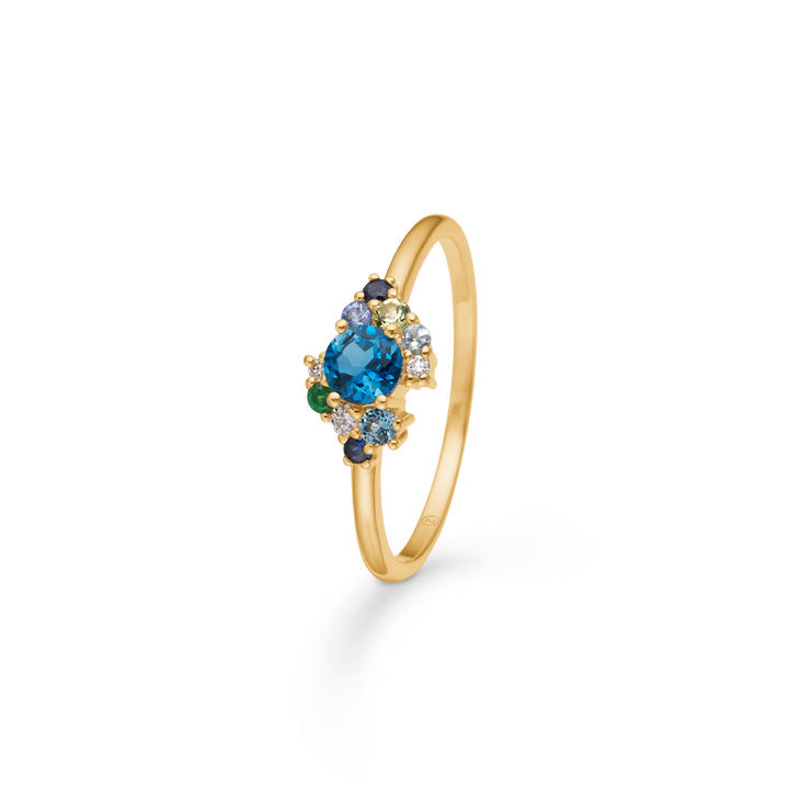 Mads Z Four Seasons Autumn Petite Ring met blauwe topaas in 14 kt. goud 