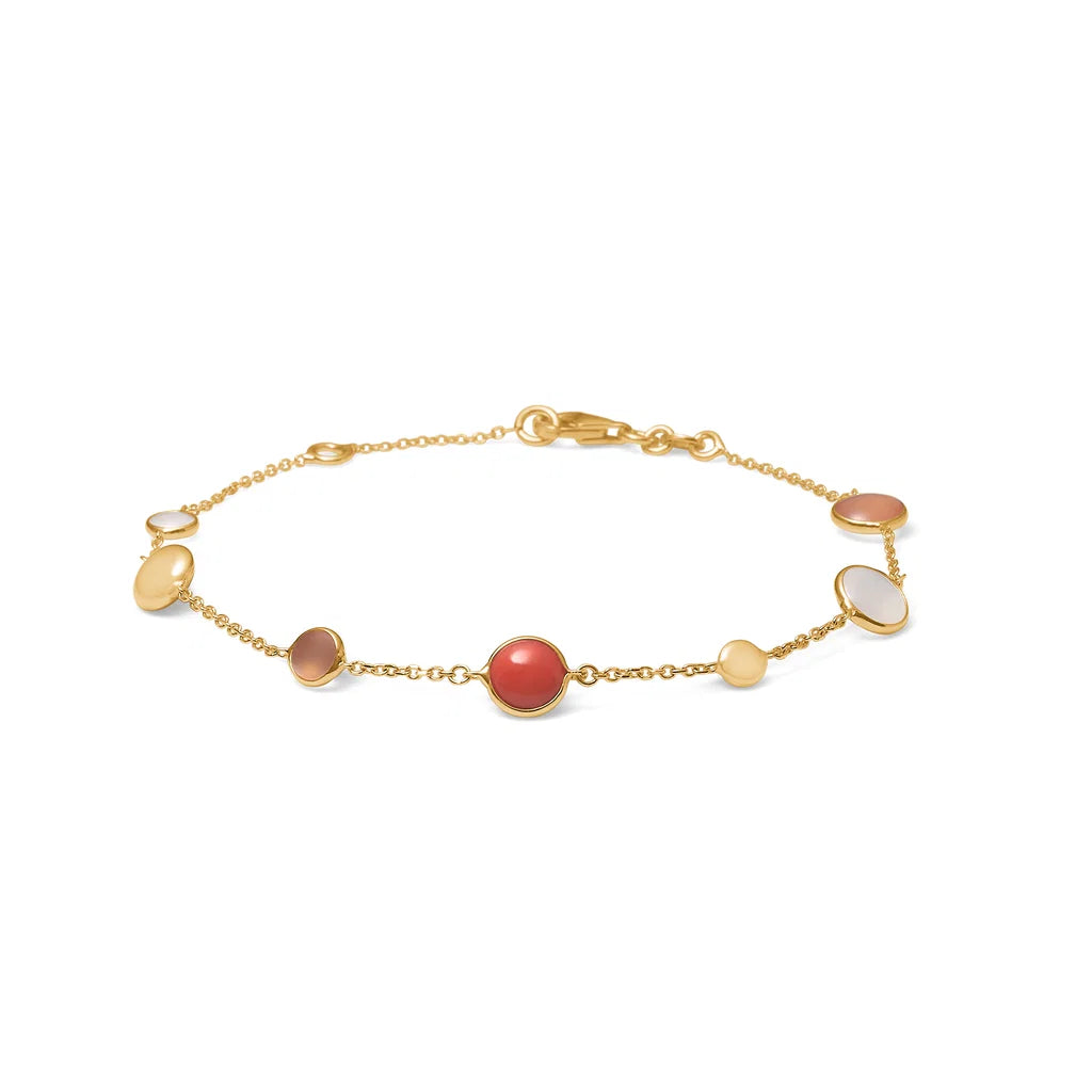 Mads Z Coralie Armband in 14 kt. Goud - Koraal & Maansteen 