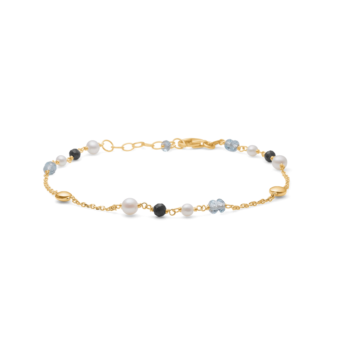 Mads Z Azure armband in 14 kt goud m. topaas & parels 