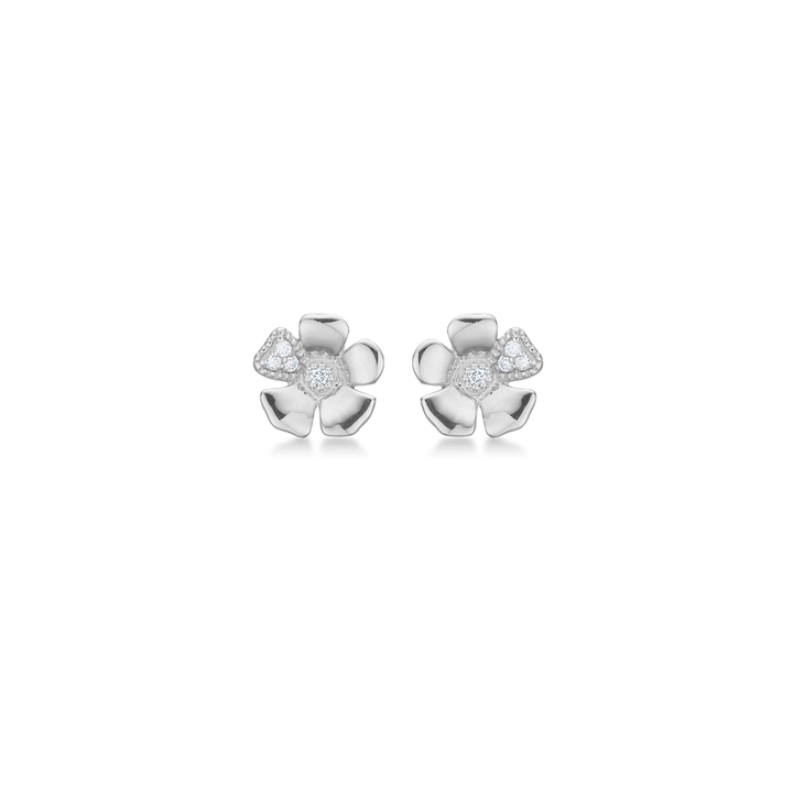 Mads Z Fleur oorknopjes in zilver met witte topazen – 7 mm 