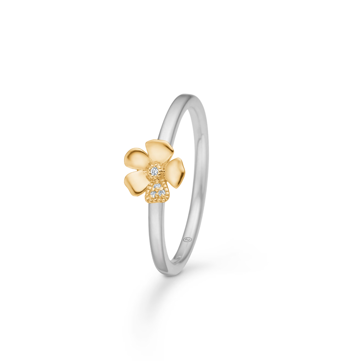 Mads Z Zilveren Fleur Ring Met 14kt Goud En 0.014ct W.Si 