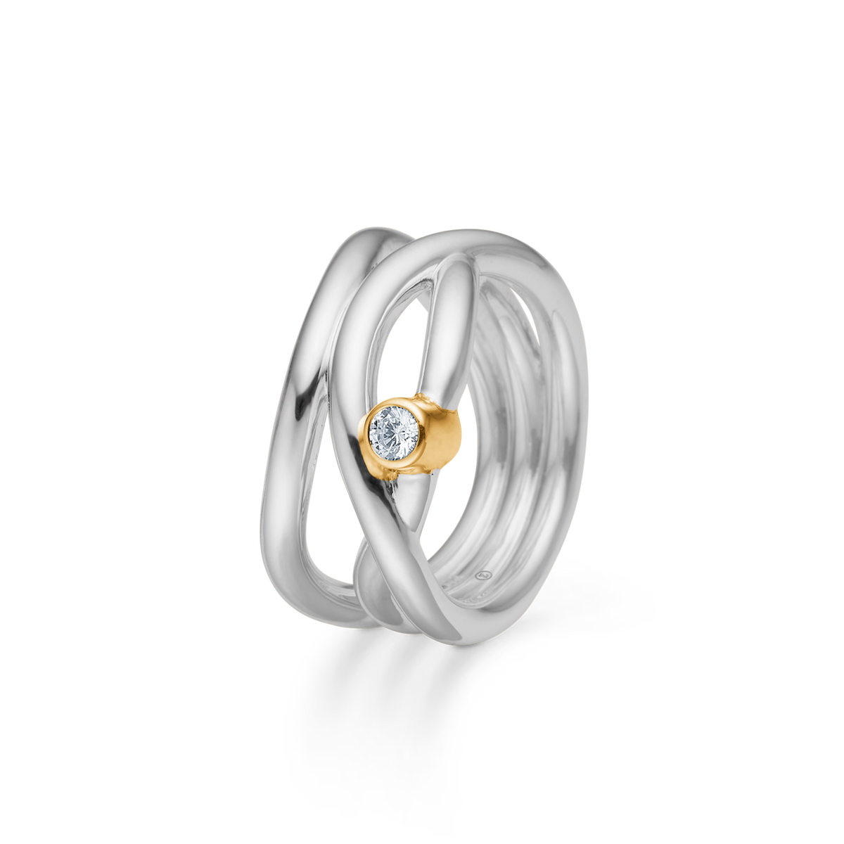 Mads Z Zilveren Astrid-ring met 8 kt goud 