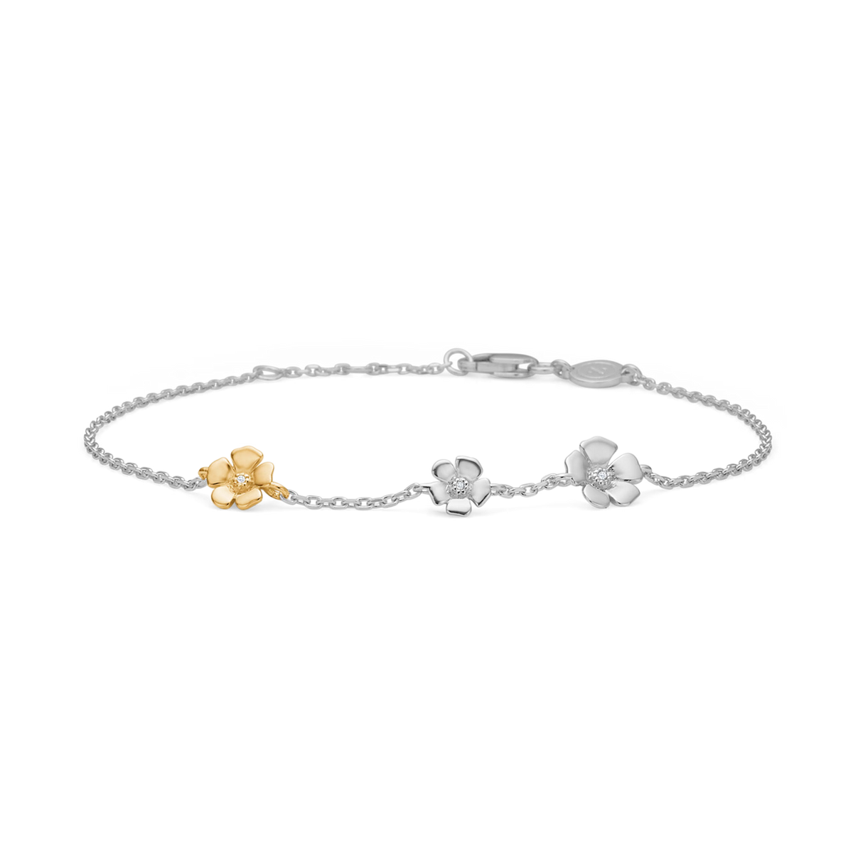Mads Z Zilveren Fleur armband met 14 kt 0,012 ct W.Si 