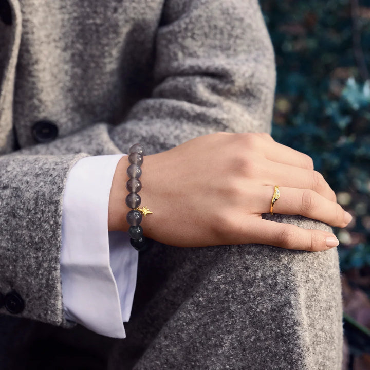 Maanesten Elio Vergulde Armband met Grijze Agaat – 8707A