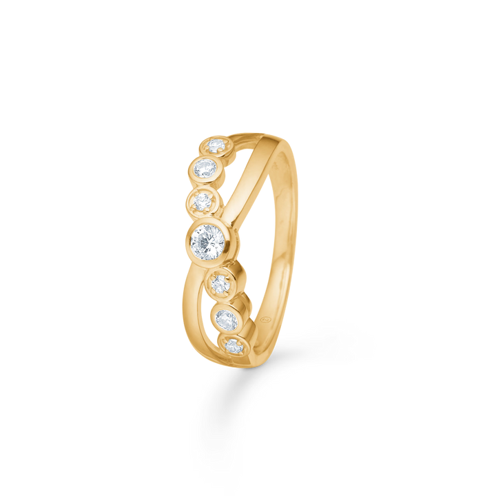 Mads Z Solis Flow ring in 8 kt. goud m. zirkonia 