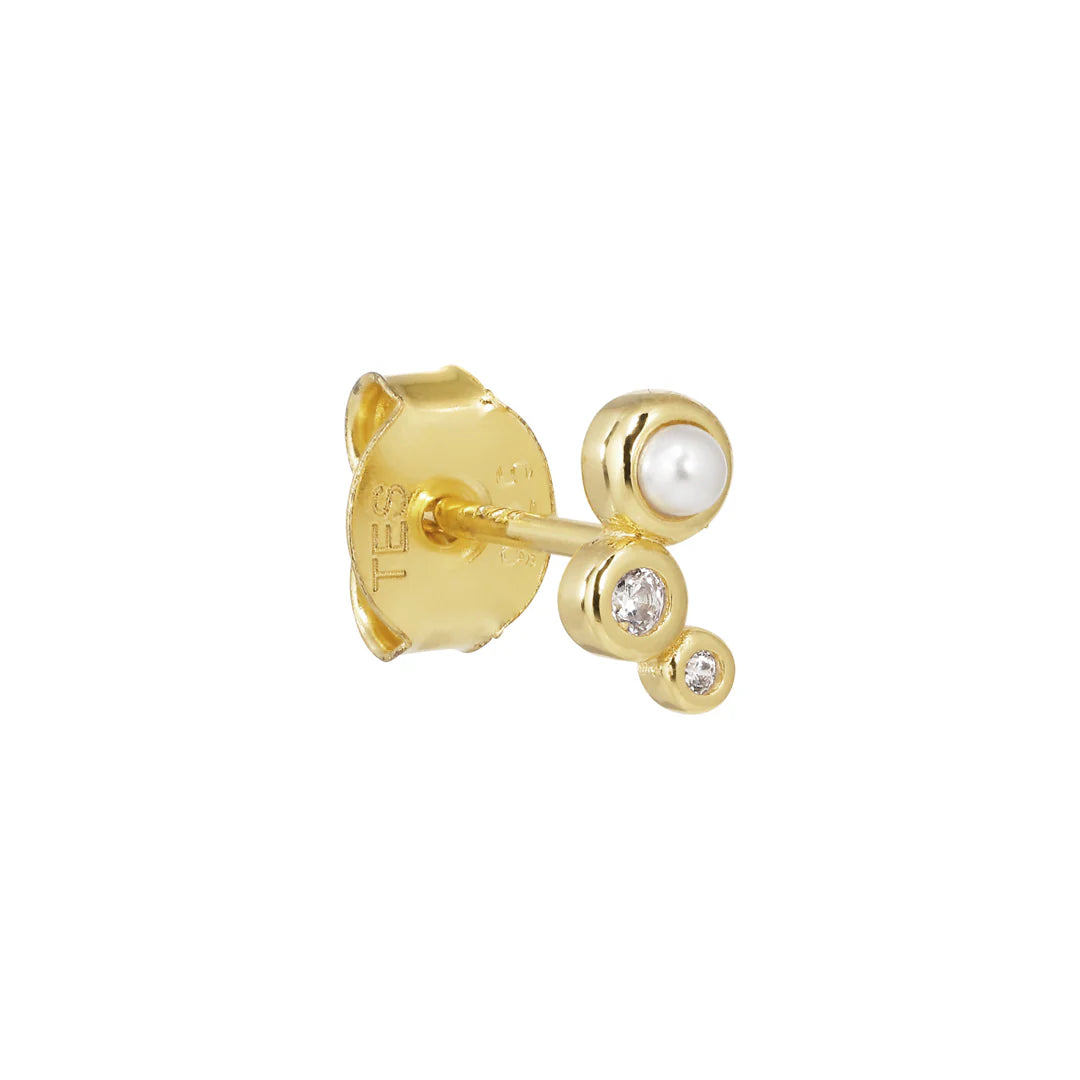 The Earring Shop Trinity Enkele Oorbel Parel/Wit