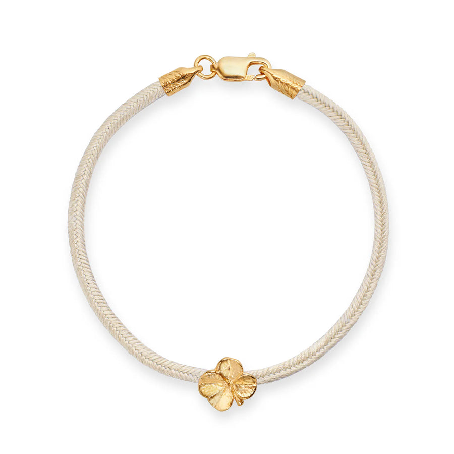 Flora Danica Four Leaf Clover Silk Bracelet Champagne - Gold Plated
