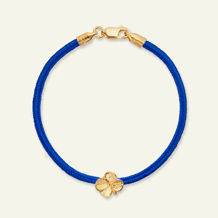 Flora Danica Vierklaver Zijden Armband Student Blauw 