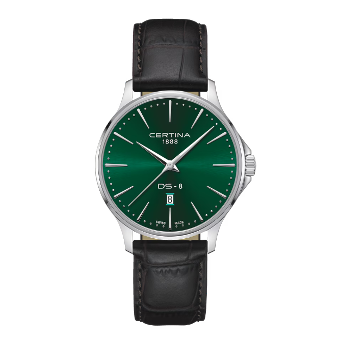 Certina DS-8 Gent 40mm – Groene wijzerplaat & leren band – C0454101609100