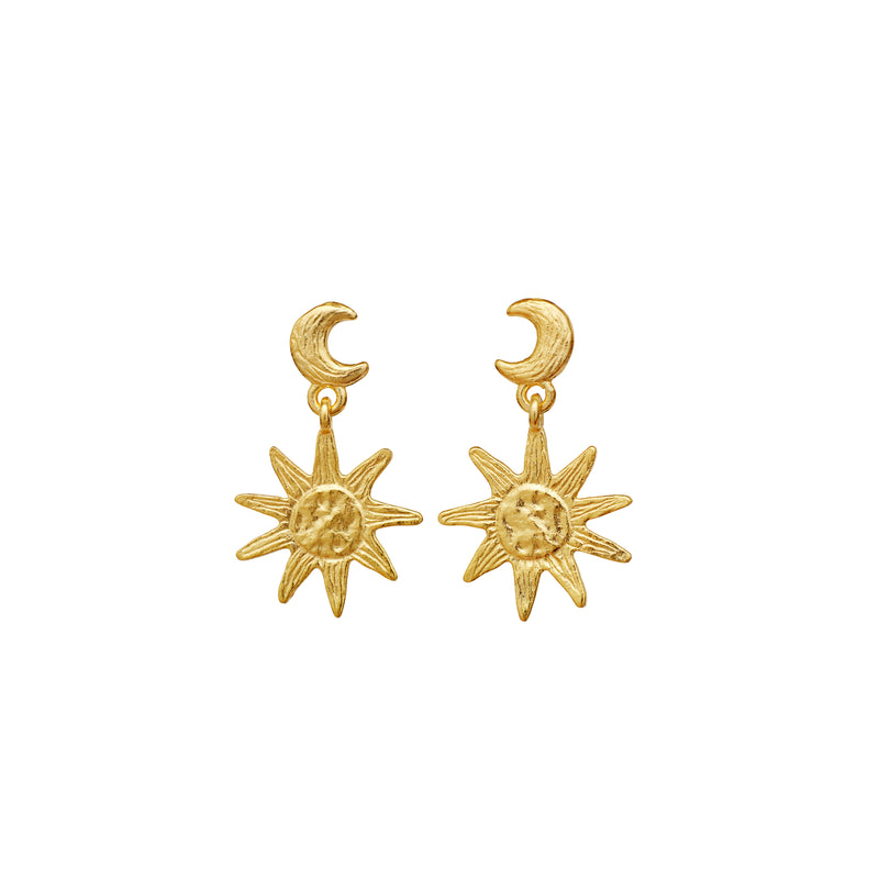 Moonstone Cyra Earrings with Sun &amp; Moon
