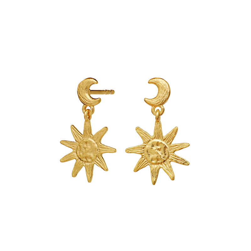 Moonstone Cyra Earrings with Sun &amp; Moon