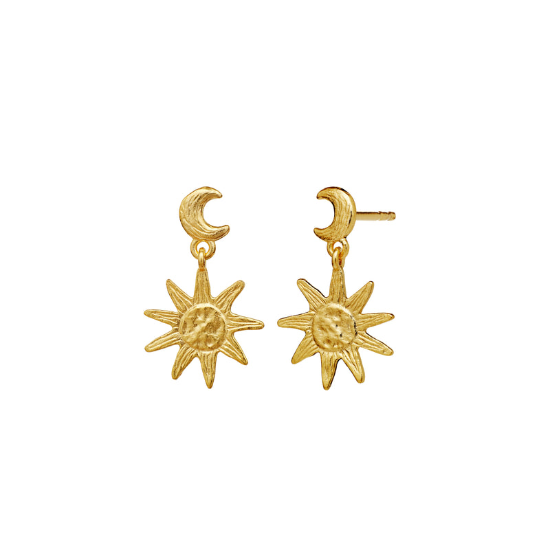 Moonstone Cyra Earrings with Sun &amp; Moon