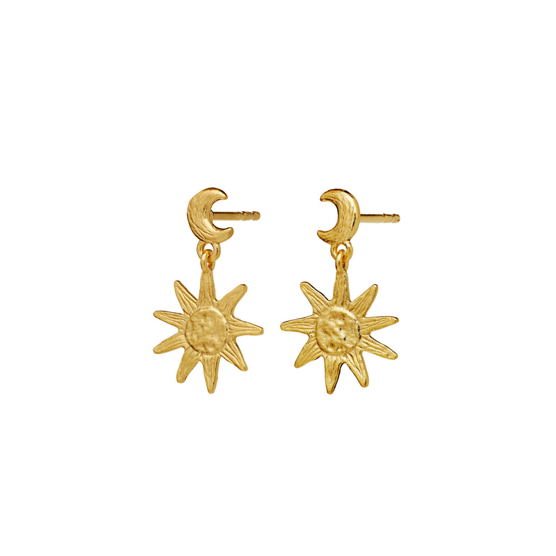 Moonstone Cyra Earrings with Sun &amp; Moon