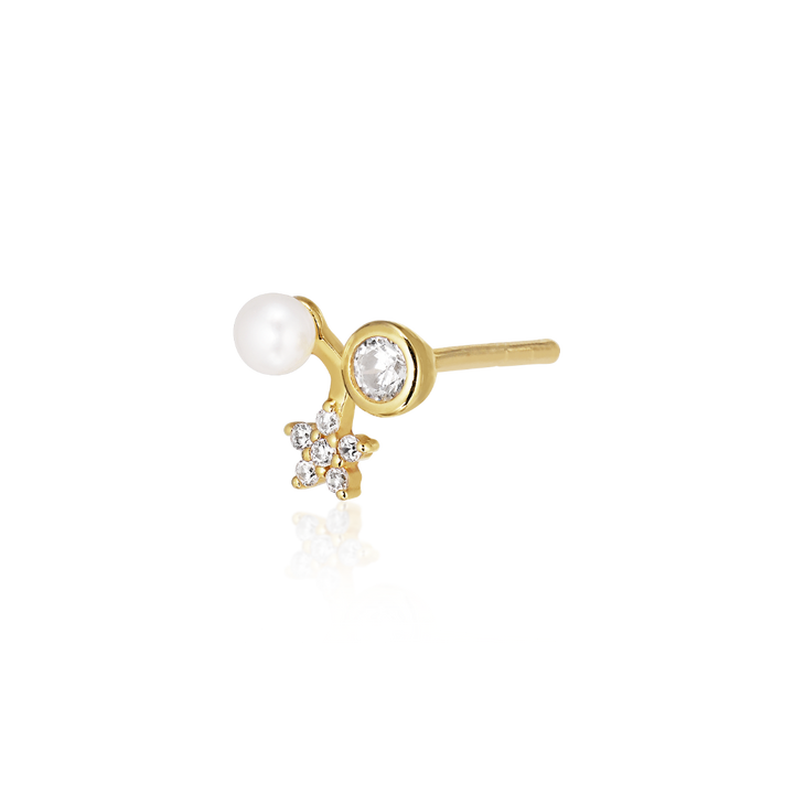 Alura Eclipse Enkele Oorbel met Parel & Zirkonia