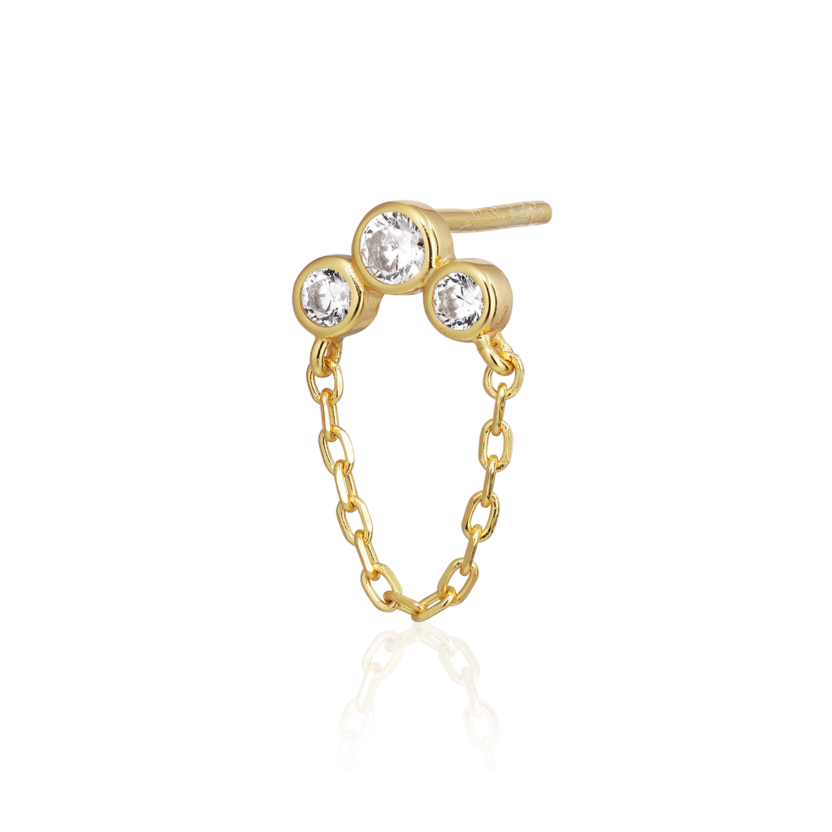 Alura Copenhagen Eclipse Single Oorbel – Verguld met Dubbele Ketting & Zirkonia 