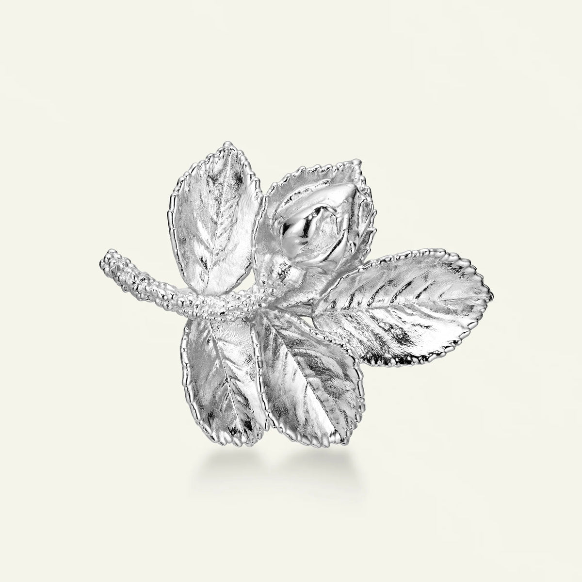 Flora Danica Rozenblad Zilveren Broche – 907.ROS-BRO-S