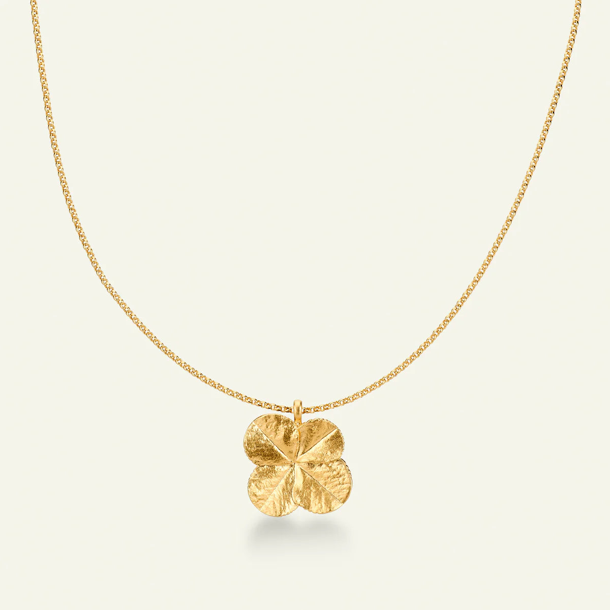 Flora Danica Vierklaver statement ketting met grote hanger verguld 