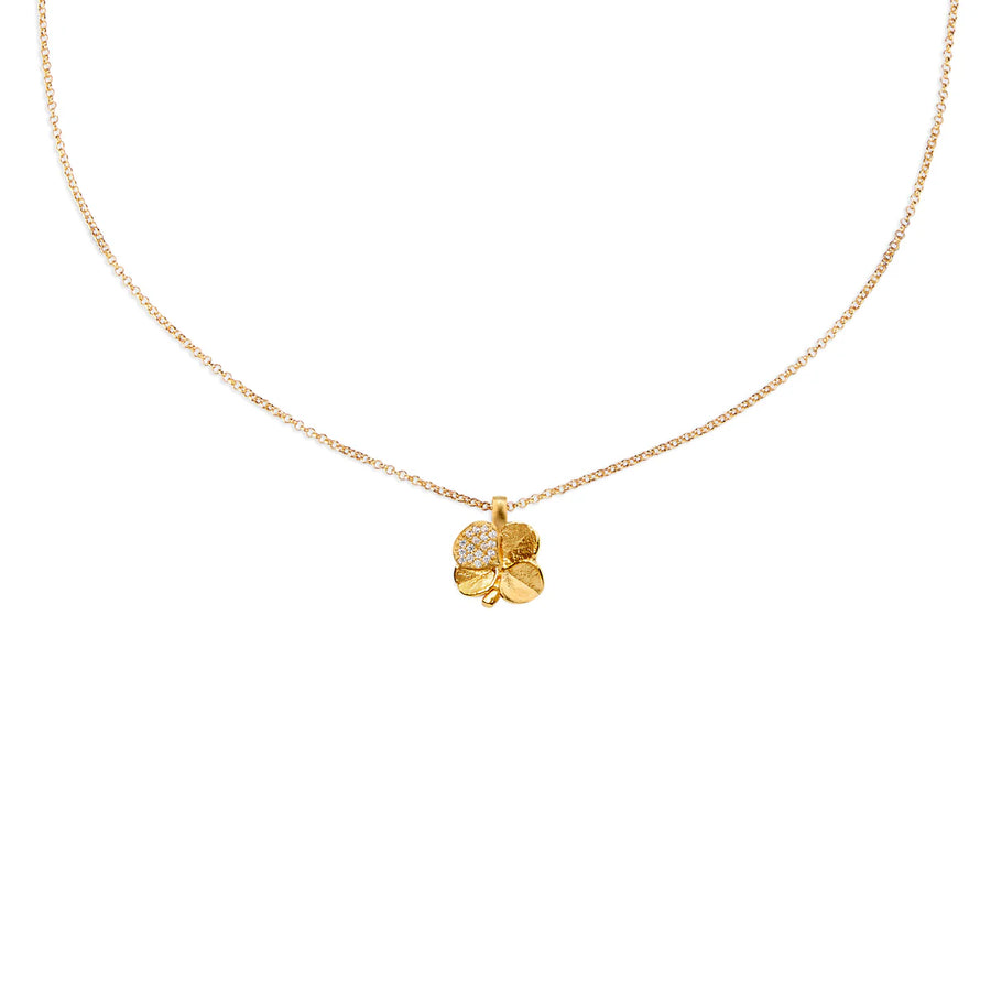 Flora Danica Four Leaf Clover Necklace Pope Gold Plated
