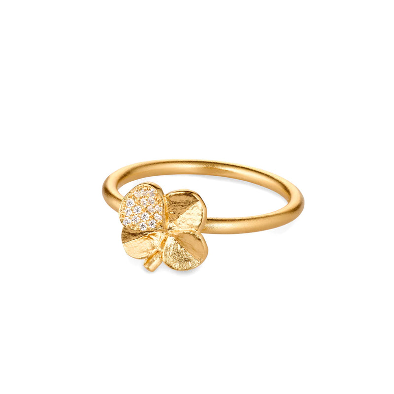 Flora danica firkløver ring påven guld pläterad