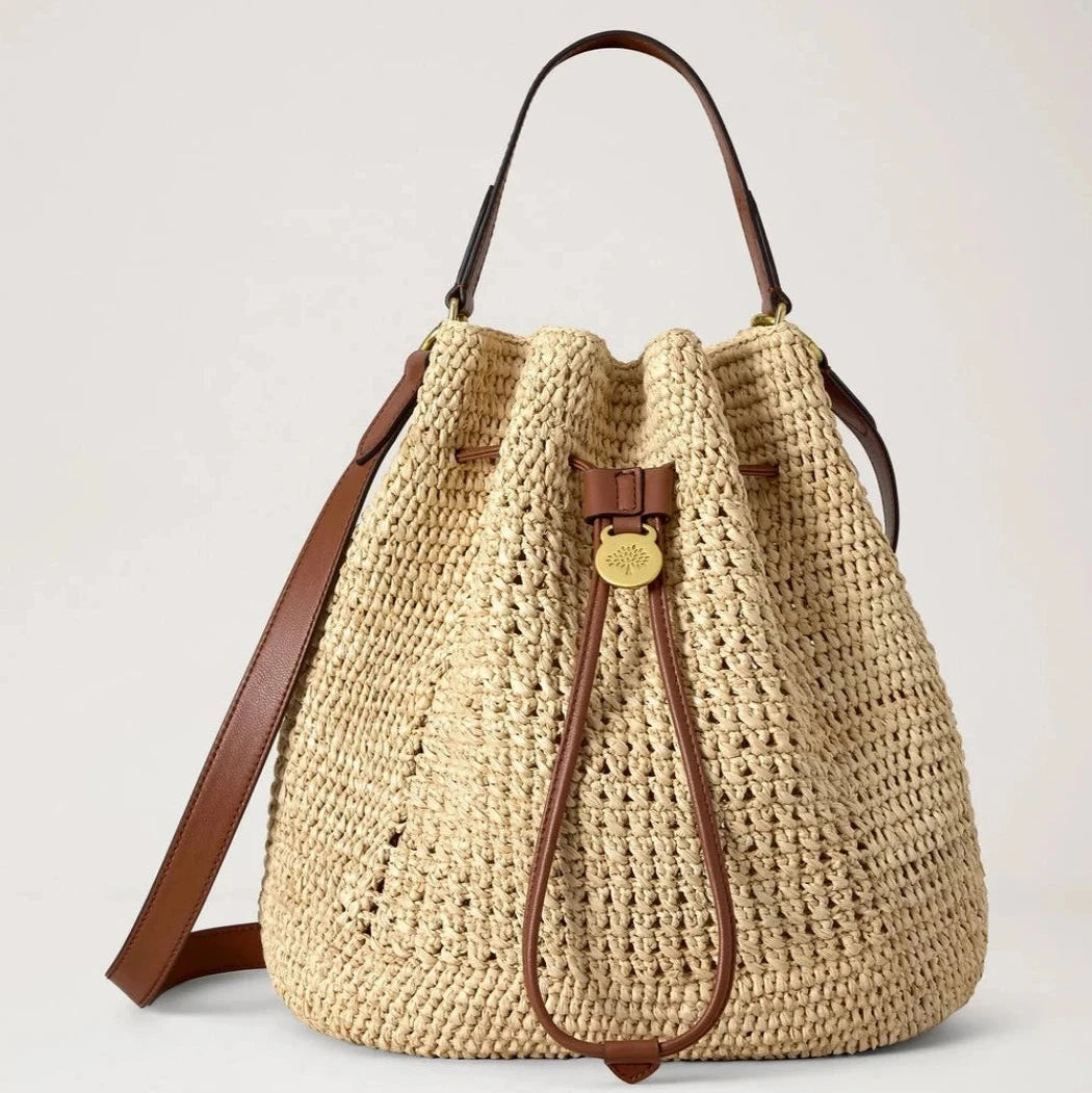 Mulberry Crochet Bucket Natuurlijke gehaakte raffia 