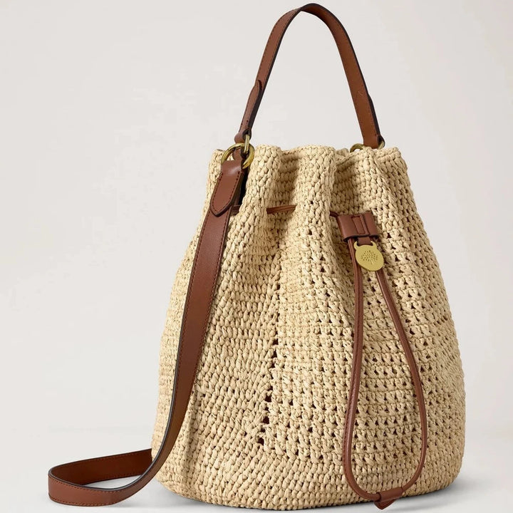 Mulberry Crochet Bucket Natuurlijke gehaakte raffia 