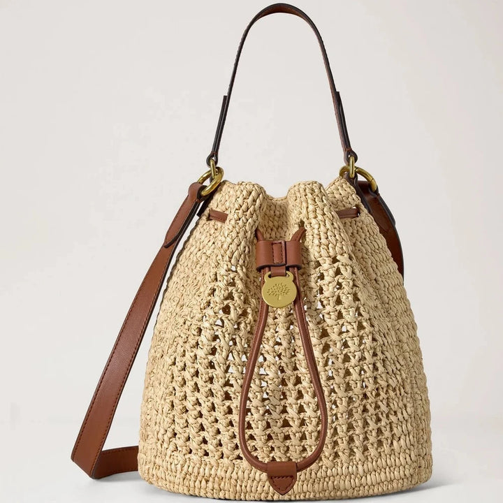 Mulberry Kleine gehaakte bucket tas van natuurlijke gehaakte raffia 