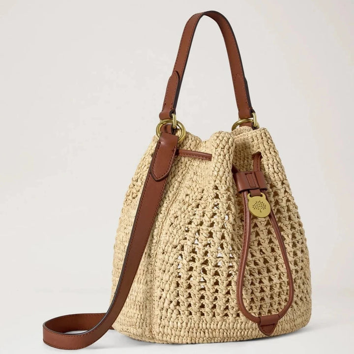 Mulberry Kleine gehaakte bucket tas van natuurlijke gehaakte raffia 