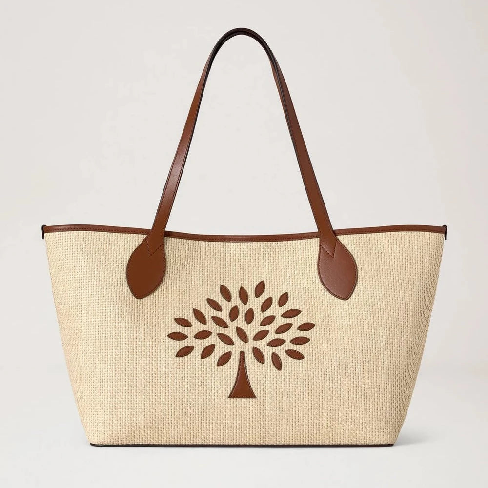 Mulberry Tree Tote - Raffia Ecru & Bright Oak Raffia & Leather Trim