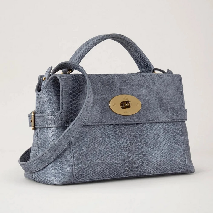 Mulberry Small Stevie Top Handle Foggy Grey Waxed Snake Print – produktbillede 2