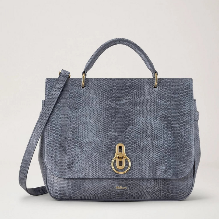 Mulberry Large Amberley Top Handle Foggy Grey Waxed Snake Print – productafbeelding 5