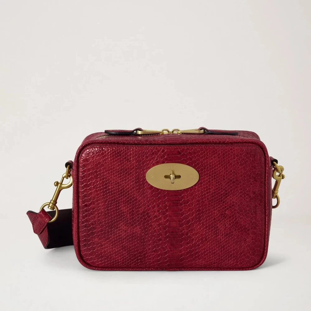 Mulberry Darley Camera Bag Waxed Snake Appelrood 