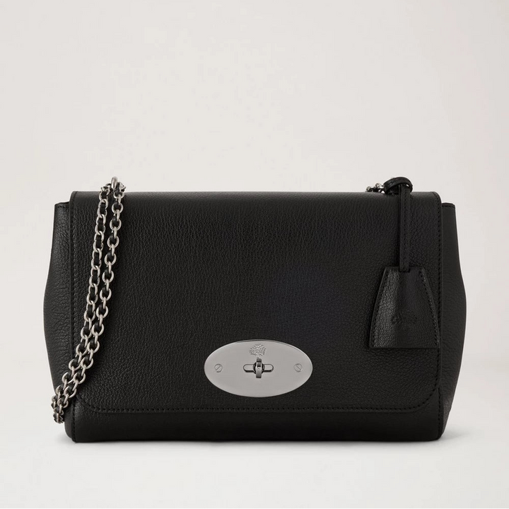 Mulberry Medium Lily Zwart & Zilver Glanzend Geitenleer – HH0345/874A100
