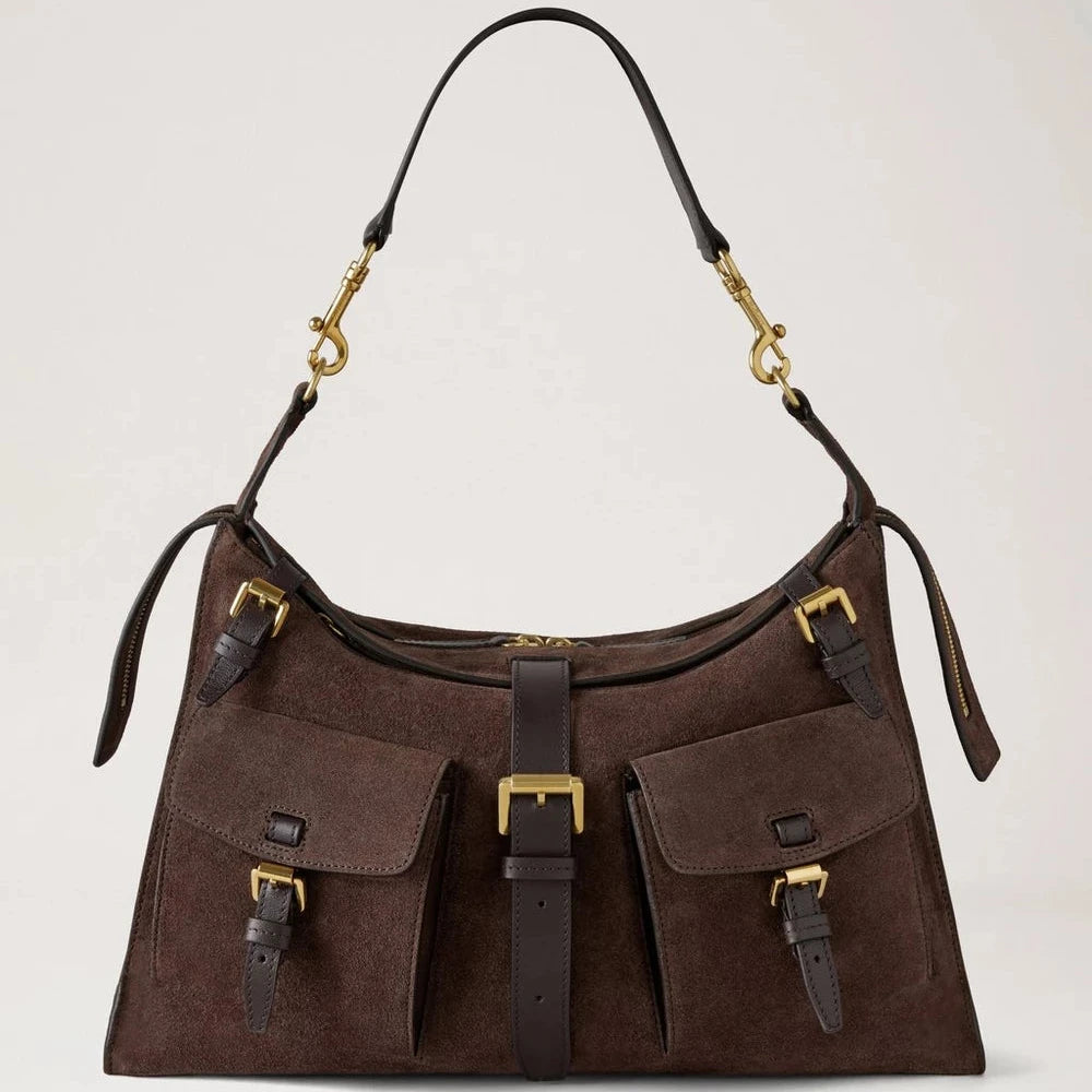 Mulberry Roxanne schoudertas van chocoladekleurig suède 