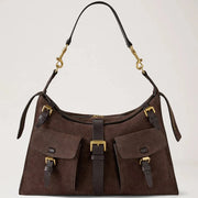Mulberry Roxanne schoudertas van chocoladekleurig suède 