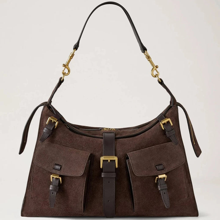 Mulberry Roxanne schoudertas van chocoladekleurig suède 