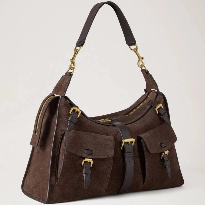 Mulberry Roxanne schoudertas van chocoladekleurig suède 