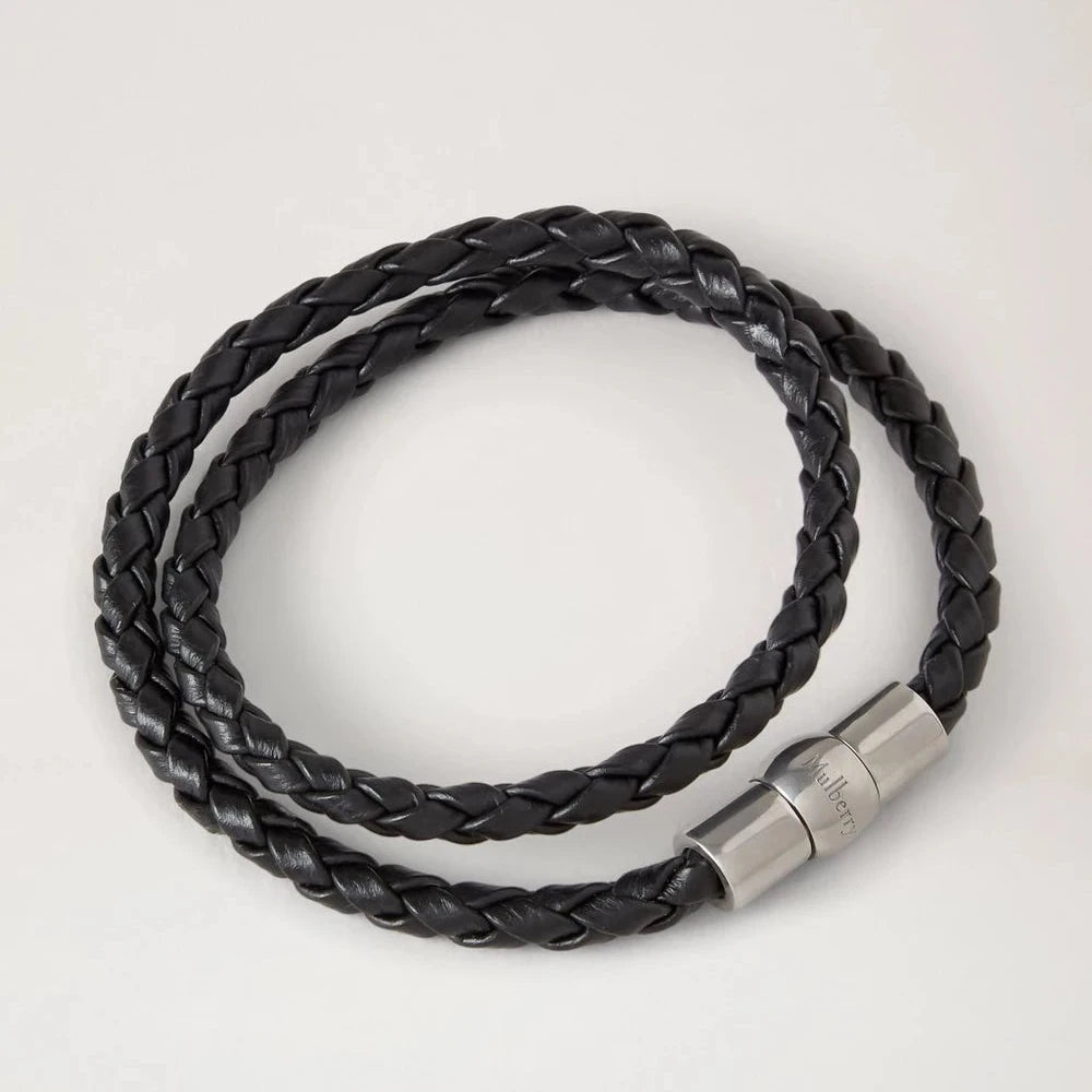 Mulberry Iris Double Bracelet Black Small Classic Grain & Plated Stainless Steel