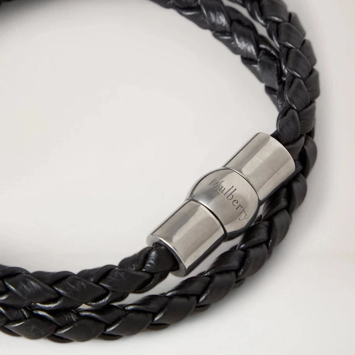 Mulberry Iris Double Bracelet Black Small Classic Grain & Plated Stainless Steel
