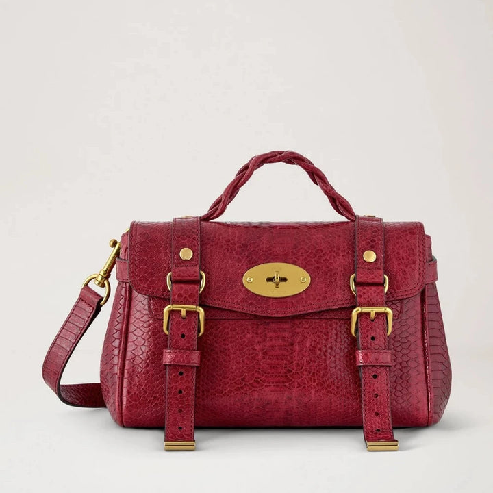 Mulberry Mini Alexa Waxed Snake Appel Rood 