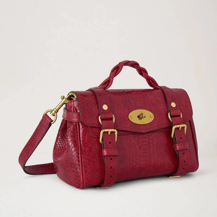 Mulberry Mini Alexa Waxed Snake Appel Rood 