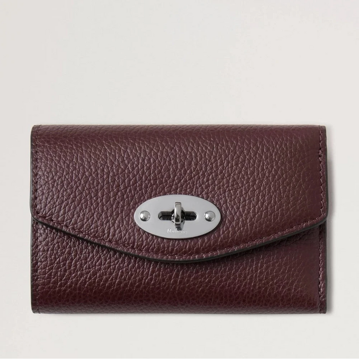 Mulberry Darley Gevouwen Multi-Card Wallet Zwart Cherry Small Classic Grain 