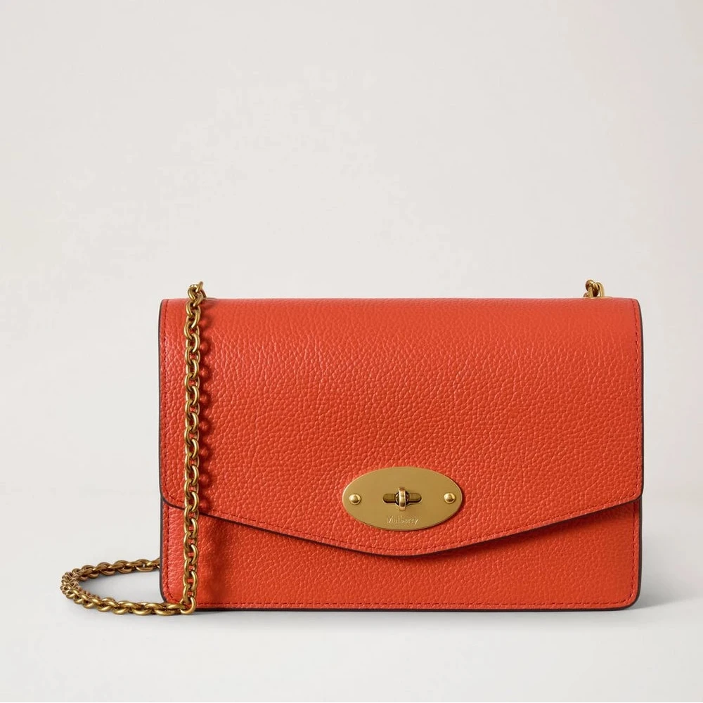 Mulberry Klein Darley Coral Orange Small Classic Grain 