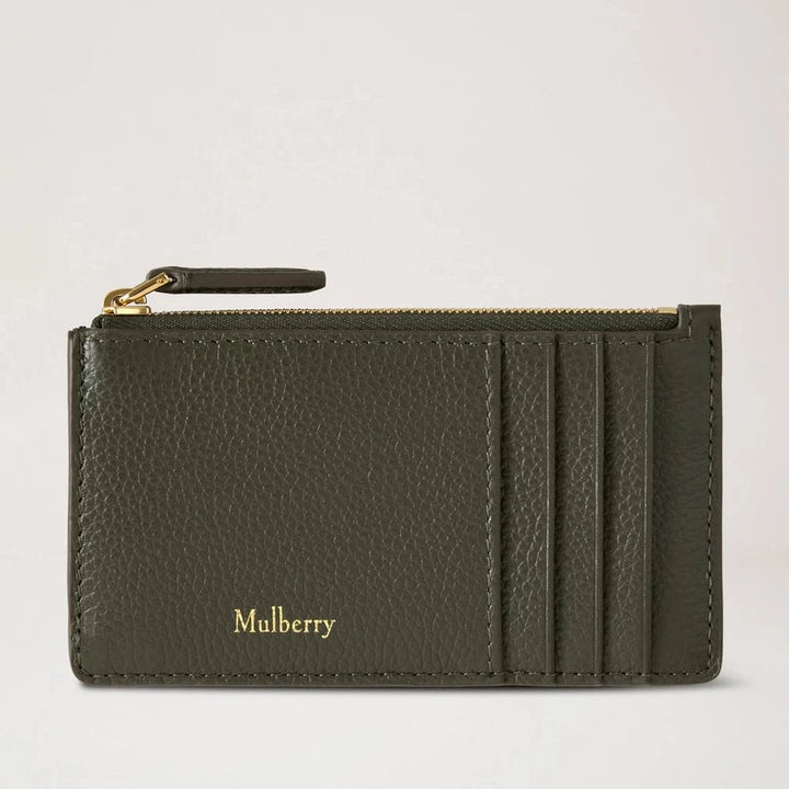 Mulberry Continental Lange kaarthouder met rits Juniper Green Small Classic Grain 