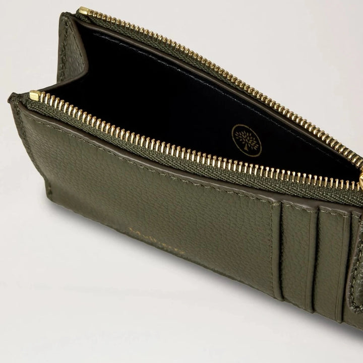 Mulberry Continental Lange kaarthouder met rits Juniper Green Small Classic Grain 